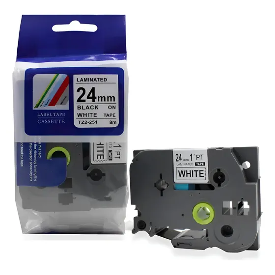 Fita Compativel Tze Tz-251 Rotulador Brother Branca 24mm