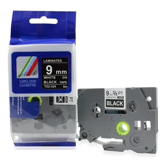 Fita Compativel Tze Tz-325 Rotulador Brother Preta 9mm