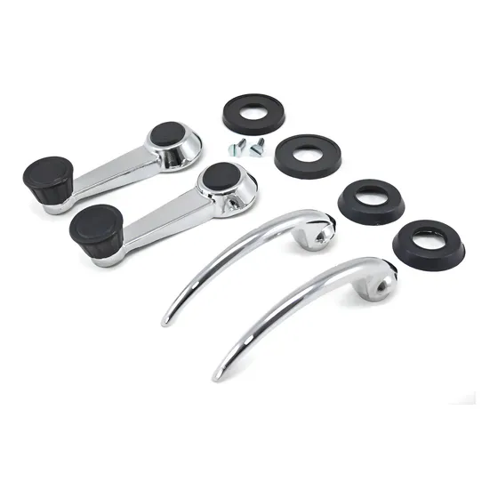 Kit Manivelas Maçanetas Cromadas Portas - Fusca 70 A 77 Cromada