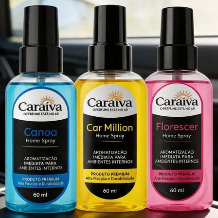 Kit 3 Cheirinho Spray Importado Automotivo Aromatizante 60ml Azul Million/kaiak/blooming