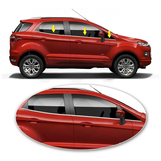 Kit Friso Lateral Pestana Janela Cromado P/ Nova Ecosport 4p