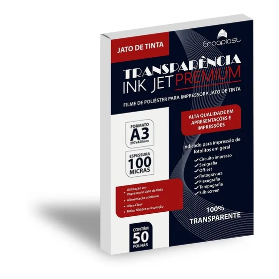 Transparencia Acetato Filme Para Fotolito Jato De Tinta A-3