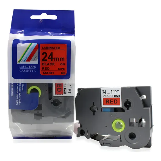 Fita Compativel Tze Tz-451 Rotulador Brother Vermelha 24mm Vermelho