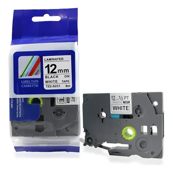 Fita Compativel Tze Tz-s231 Rotulador Brother Branca 12mm