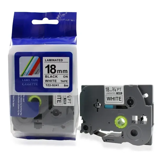Fita Compativel Tze Tz-s241 Rotulador Brother Branca 18mm
