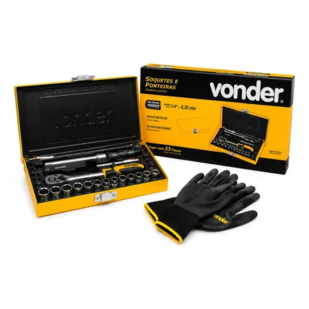 Kit Soquete Vonder Chave Catraca Sextavado Aço Crono Vanádio
