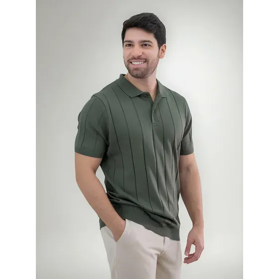 Camisa Polo Masculina Tricot Casual Canelada Original