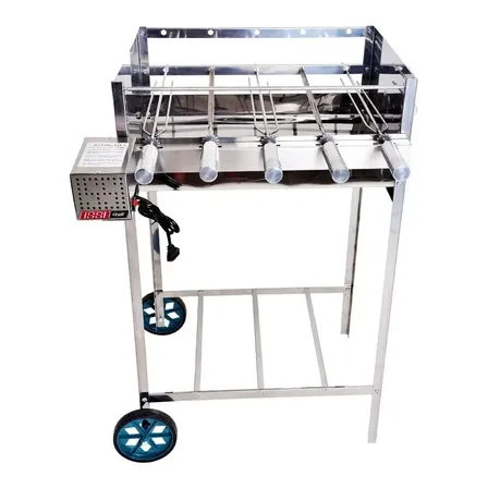 Churrasqueira Portátil Grill Giratório 5 Espetos Issi Grill Inox