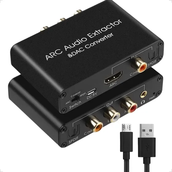 Extrator Conversor Áudio Hdmi Arc Earc Coaxial Rca P2 Óptico