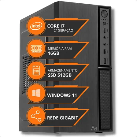 Pc Computador Cpu Intel Core I7 16gb Ssd 512gb Rede Gigabit 512 Gb 16 Gb Intel Hd Graphics