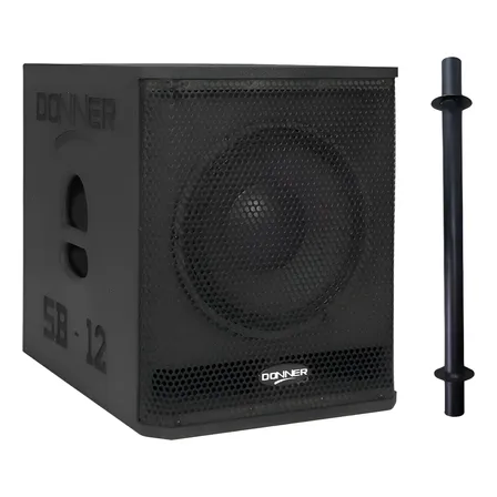 Kit Caixa Subwoofer Ativa 12 Polegadas Haste Alongadora 60cm Preto 127/220v