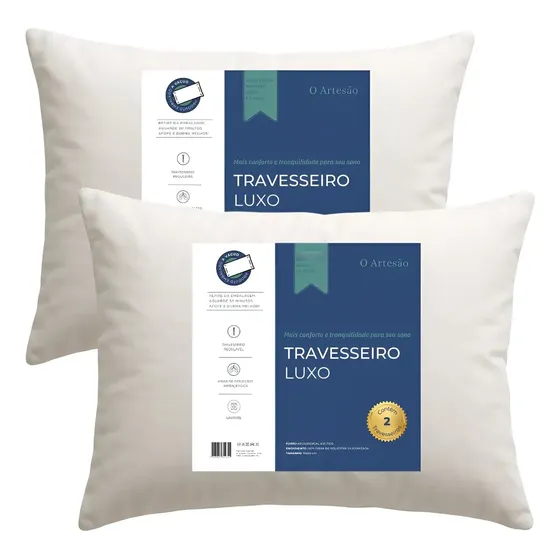 Kit 2 Travesseiro Antialérgico Regulável Lavável Fibra 50x70
