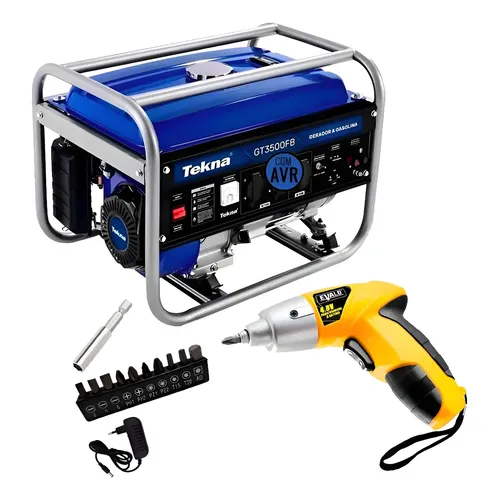 Gerador Energia Gasolina Gt3500fb Tekna + Parafusadeira 4,8v Bivolt