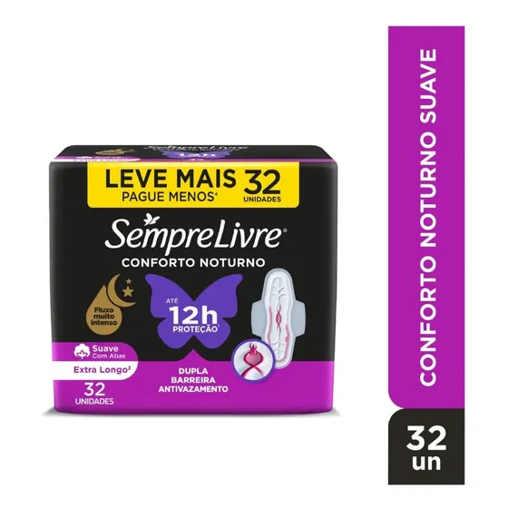 Absorvente Sempre Livre Adapt Plus Suave C/ 32 Unids C/ Abas