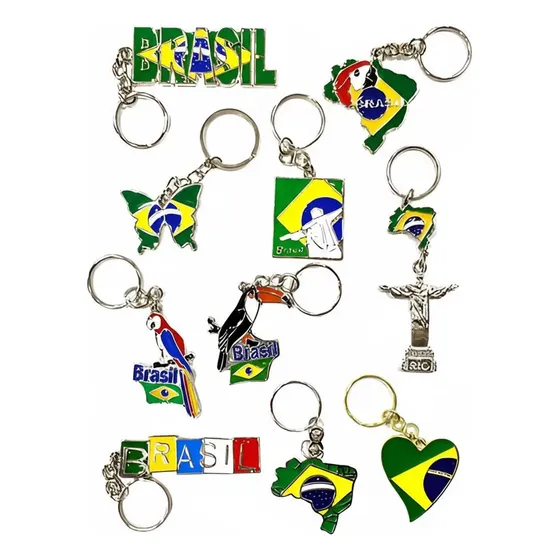 Kit 30 Chaveiros Brasil Bandeira Mapa Ótima Qualidade Lindos