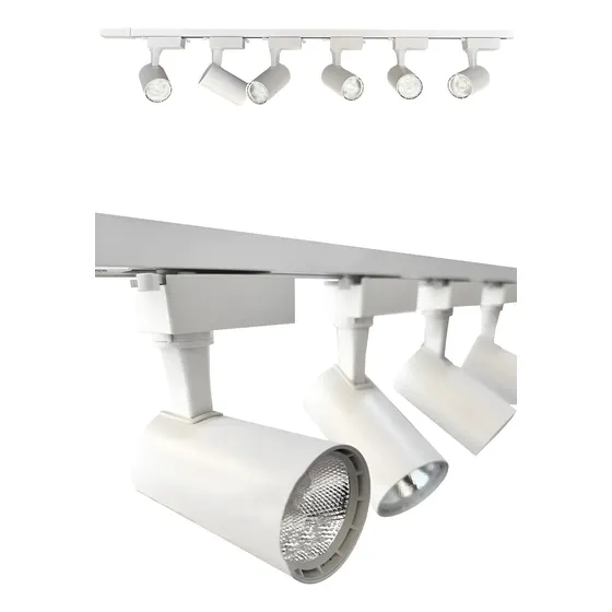 Trilho Eletrificado Branco 4 Spots Led 10w Luz Quente 3000k