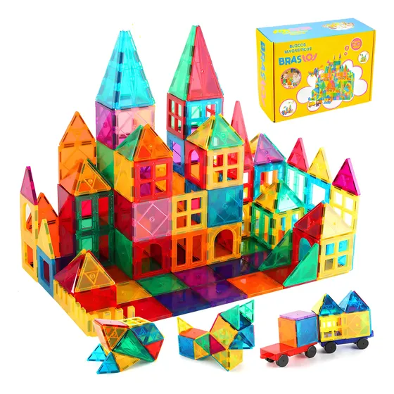Brastoy Blocos Magnéticos 65 Peças Brinquedo Educativo
