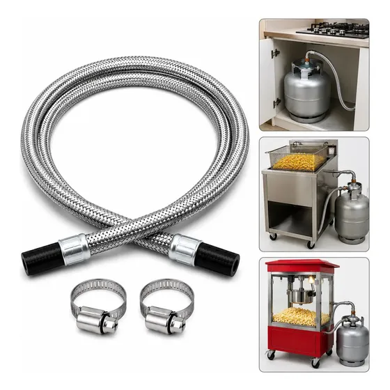 Mangueira Gás 2mt Malha Aço Botijao Fogão Cooktop Gn E Glp
