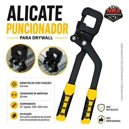 Alicate Puncionador Para Drywall 12 Pol. Cabo Emborrachado