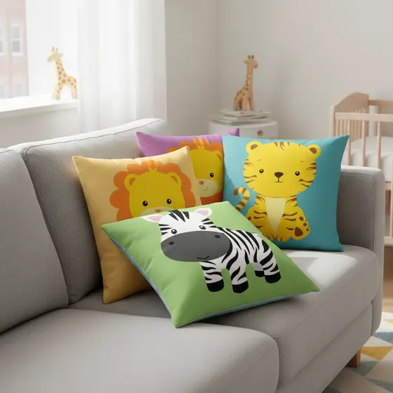 Kit 04 Capas De Almofadas 45x45 Decoração Infantil Dy1604