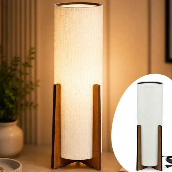 Luminária Abajur Atlas Chão Quarto De Madeira Mdf Imbuia