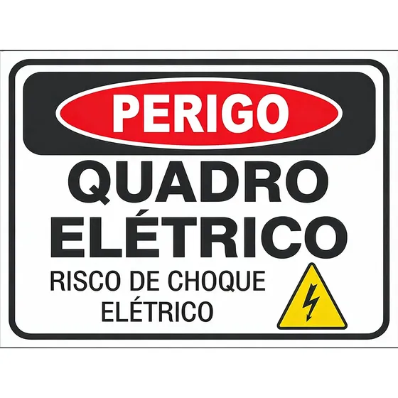 Placa Perigo Quadro Elétrico Risco De Choque 25x20cm Ps