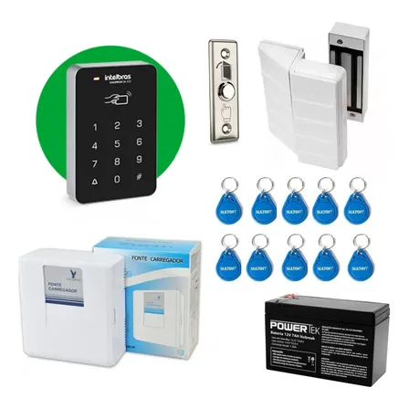 Kit Controle Acesso Intelbras Fechadura Automatiza Eletroímã Branco