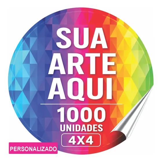 1000 Adesivo Vinil Personalizado 4x4 - Rótulo - Envio Rápido