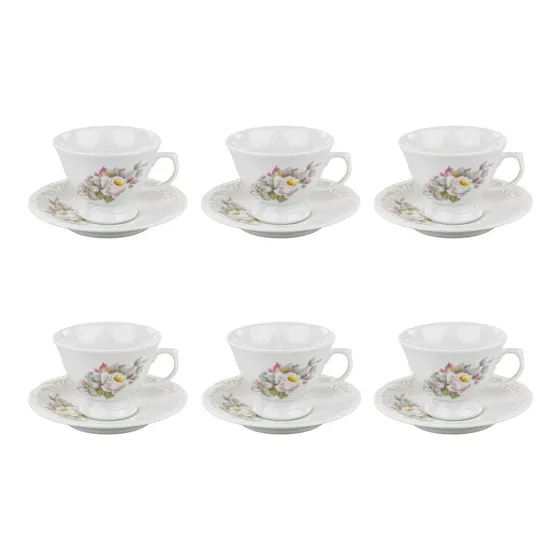 Conjunto 6 Xícara Chá 200ml C/pires Porcelana Schmidt Eterna