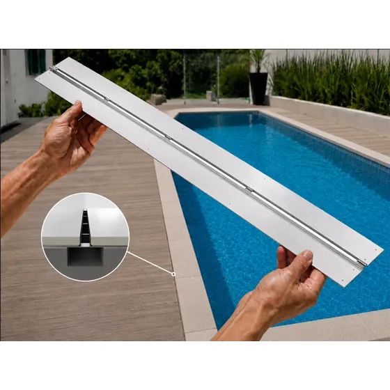 Ralo Grelha Linear Para Borda De Piscina 1 M X 12 Cm Em Inox