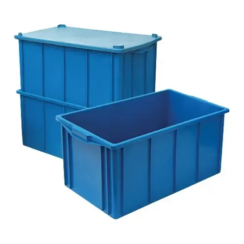 Kit 3 Caixas Plastica Azul 61 Litros + 3 Tampas Caixa 1035