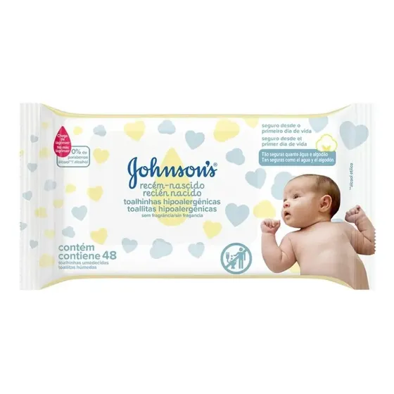Lenços Umedecidos Johnsons Baby Rn Sem Fragrância - 48 Unid