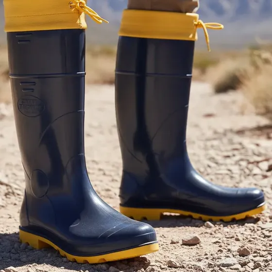 Bota Galocha Borracha Pvc Impermeável Azul/amarela C/amarra