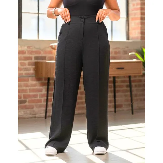 Calça Pantalona Feminina Plus Size Wide Leg Duna 46 Ao 52