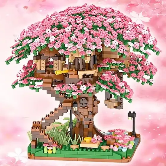 Blocos 2008pcs De Construção Flor De Cerejeira Sakura Árvore
