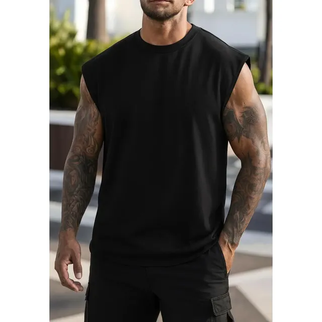 Regata Oversized Masculino Tamanho Grande Básica Lisa Preto G