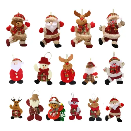 Kit 12 Pendente De Natal Enfeite Arvore Pelúcia Arvore Tecid Sortidos Natalinos