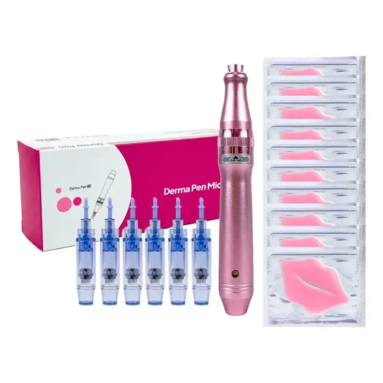 Dermapen Sem Fio Sobe Desce + 10 Cartucho Agulha + 10 Boca