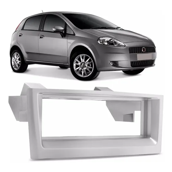 Moldura Painel Punto Prata 07 2008 2009 2010 2011 2012 1 Din