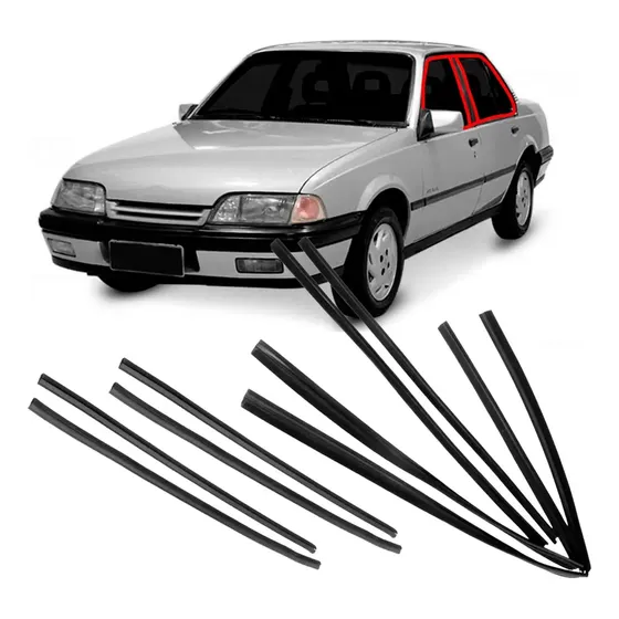 Kit Borracha Vidro Porta Canaleta E Pestana Monza 4 Portas