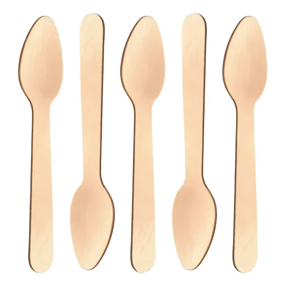 Colher De Madeira Sobremesa Descartável 11cm C/ 100 Unidades