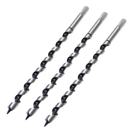 Kit 3 Brocas Longa Madeira Espiral Sextavado 1/4 3/8 5/16