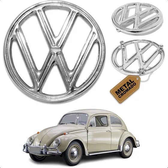 Emblema Capo Logo Vw Fusca Metal Ferro Fundido Cromado