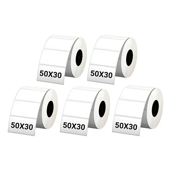 Kit 5 Rolo Etiqueta Térmica Adesiva 50x30mm Para Impressora