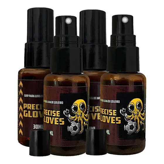 4 Grip Para Luvas De Goleiro Poulpo 30ml Spray Cola Futebol