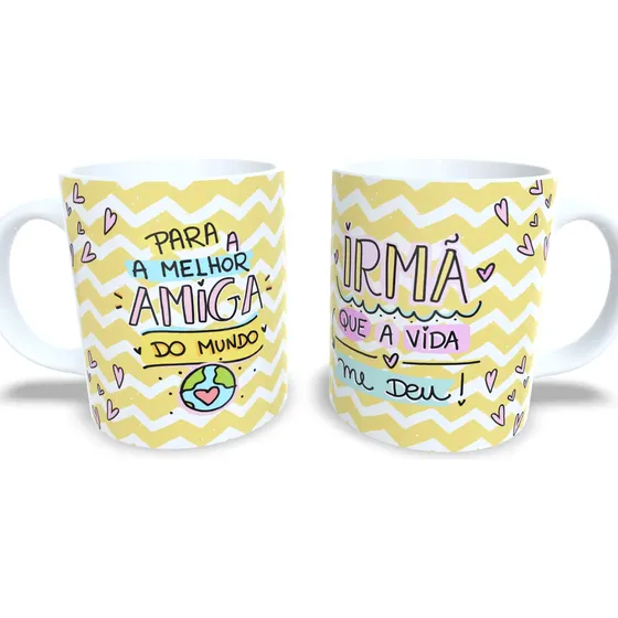 Caneca Personalizada Irmã Que A Vida Me Deu Amizade Presente Branco Irmã Que A Vida Me Deu