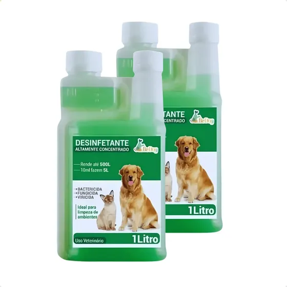 Kit 2 Desinfetante Pet 1l Concentrado Herbal +15 Bedog