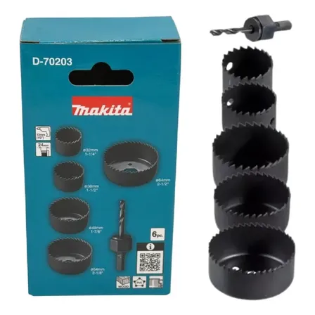 Jogo Serra Copo Madeira 6 Peças 32mm A 64mm D-70203 Makita