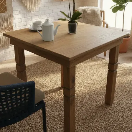 Mesa Quadrada Rústica 80cm Madeira Madeira Betumada