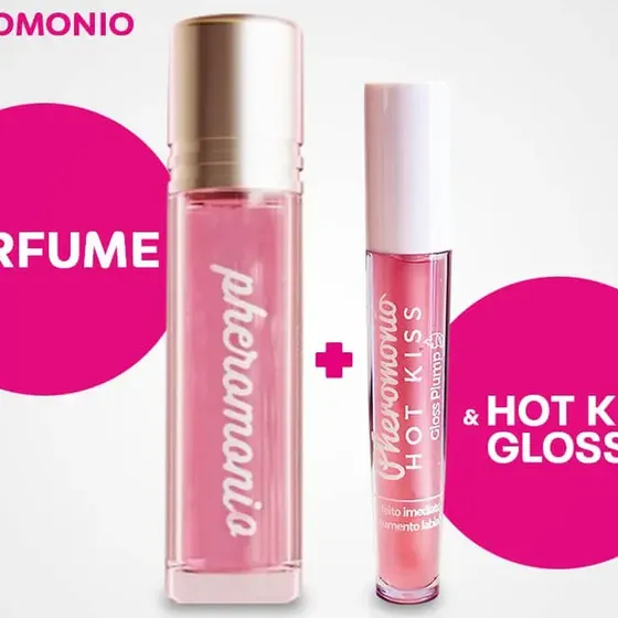Kit Perfume Pheromonio + Lip Gloss Hot Kiss